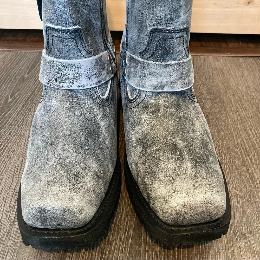Ride Tecs Mens 13” Stone Wash Leather Harness Boots Size 8.5M NWOB - Picture 7 of 15